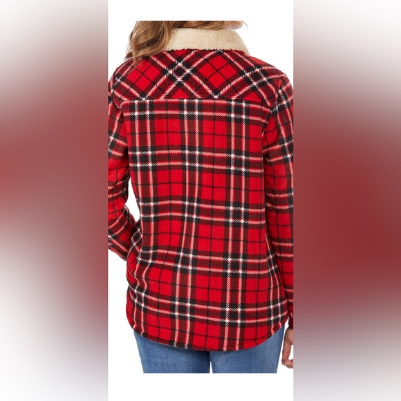 Soho Threads Red Sherpa Lined Flannel Shacket XXL - Picture 3 of 10